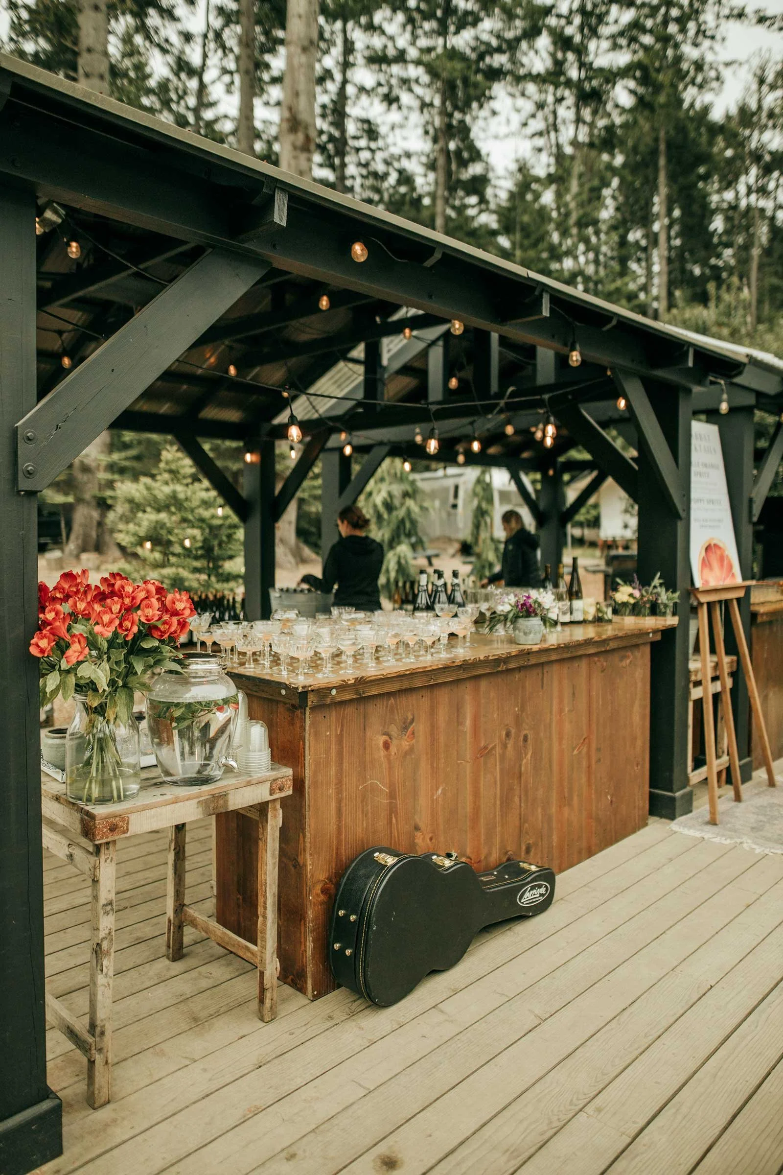  Bar table at Mendocino Grove wedding reception celebration 