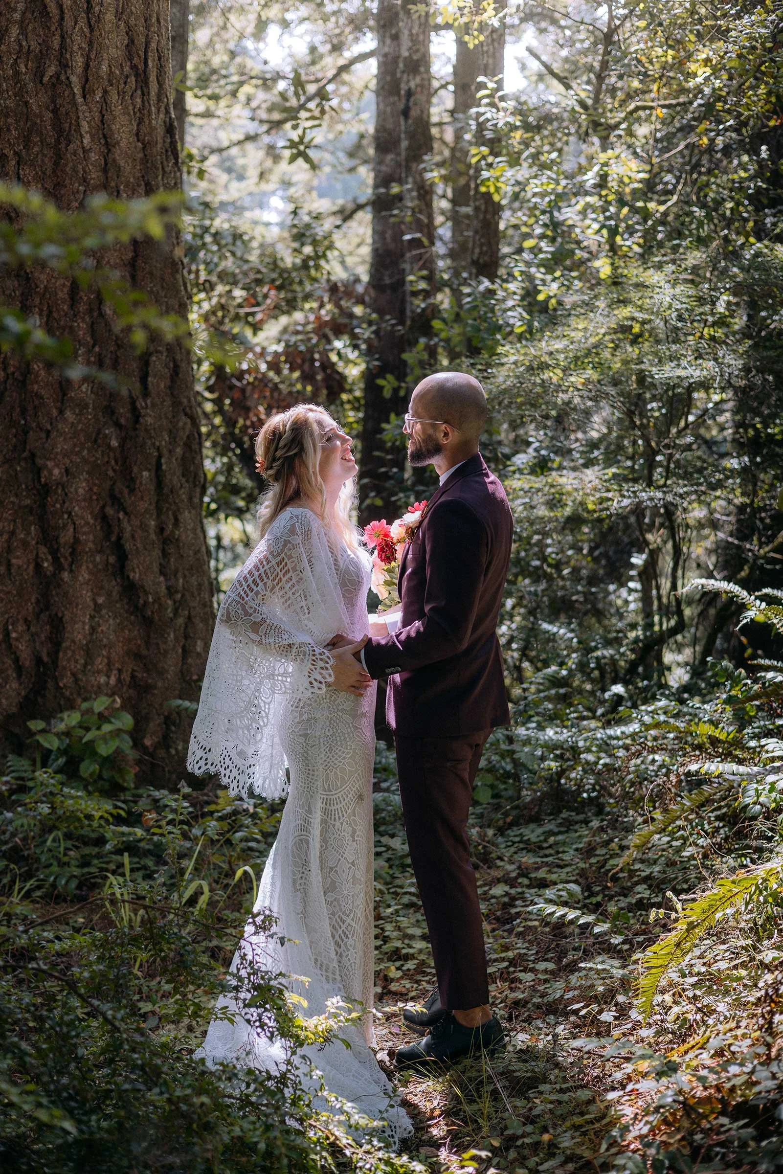  Bride and groom together at Mendocino Grove wedding reception celebration 