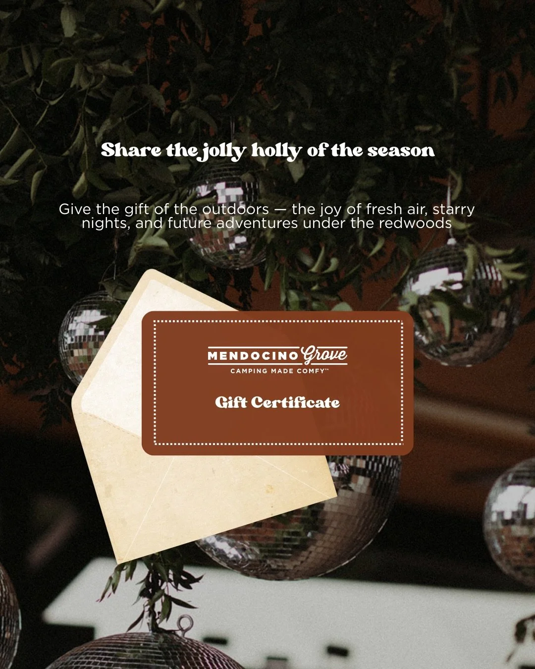 Give the Gift of Camping ✨
This holiday season, share the joy of cozy campfires, starry nights, and adventures under the redwoods. 🎄🌲

Our Mendocino Grove Gift Packages &amp; Certificates make the perfect present for friends and family who love the