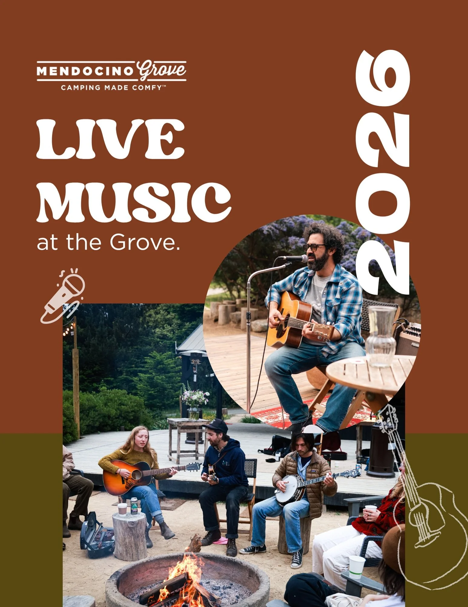 Join us on selected Weekends throughout the season for evenings of live music and gathering around the campfire! 🎤

From singer-songwriters and acoustic sets to special performances and festival weekends, each evening offers a chance to slow down, c