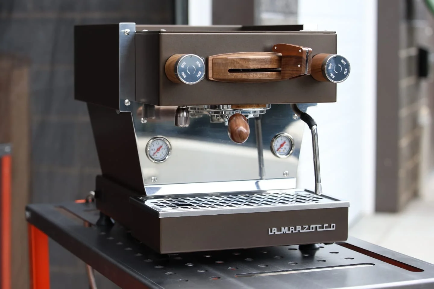 Our friends at @queencitycoffeeroasters may have accidentally sent us the @lamarzocco.usa Home wood kit for the new Linea Mini, but we made it work.

We crafted a quick backing plate for the paddle surround in a closely matched walnut to replace the 