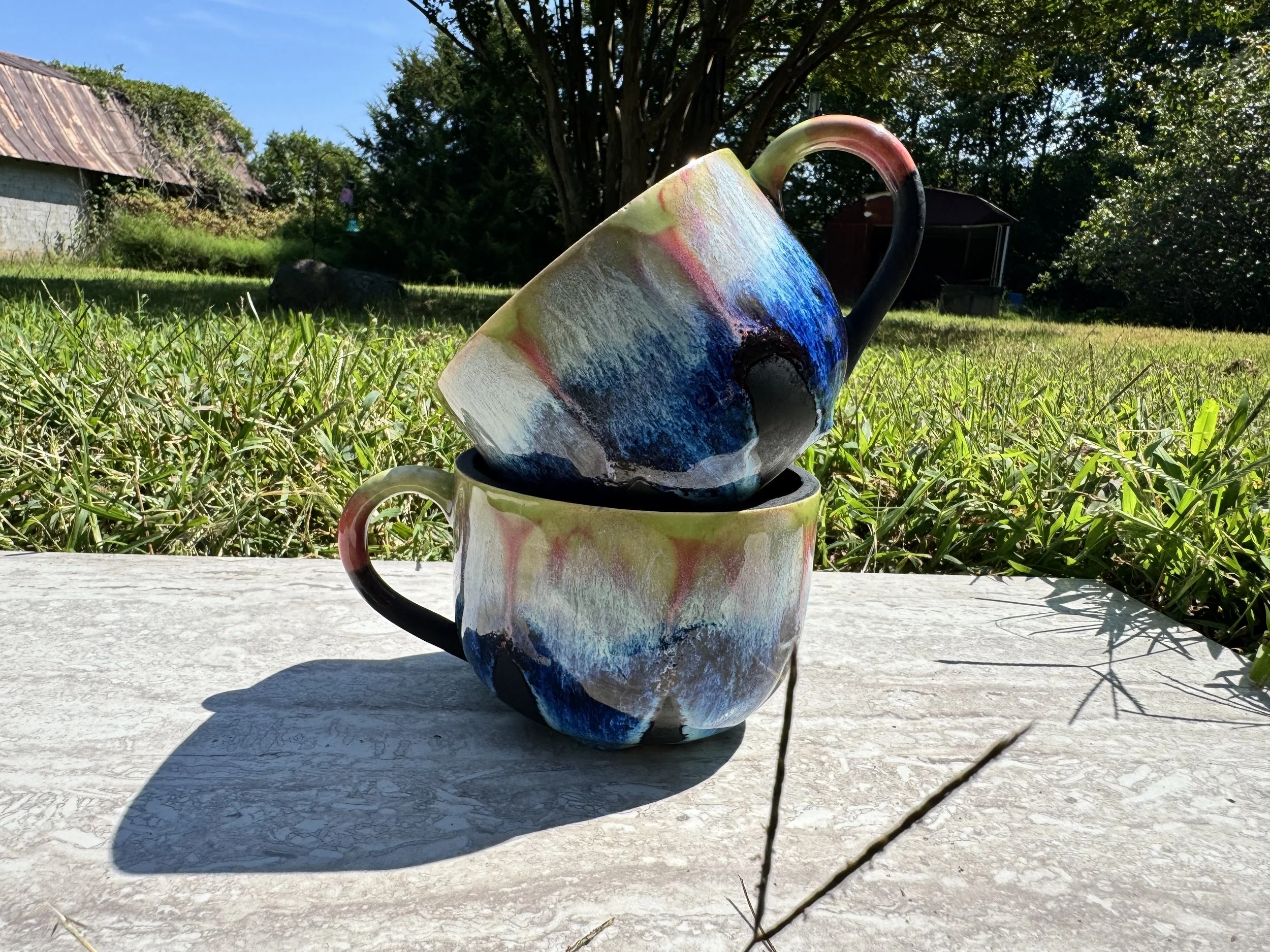 Handmade oversized ceramic soup mug by Kiln It Ceramics, featuring a unique glazed finish, large handle, and wide bowl shape for soup, chili, ramen, or oversized drinks.