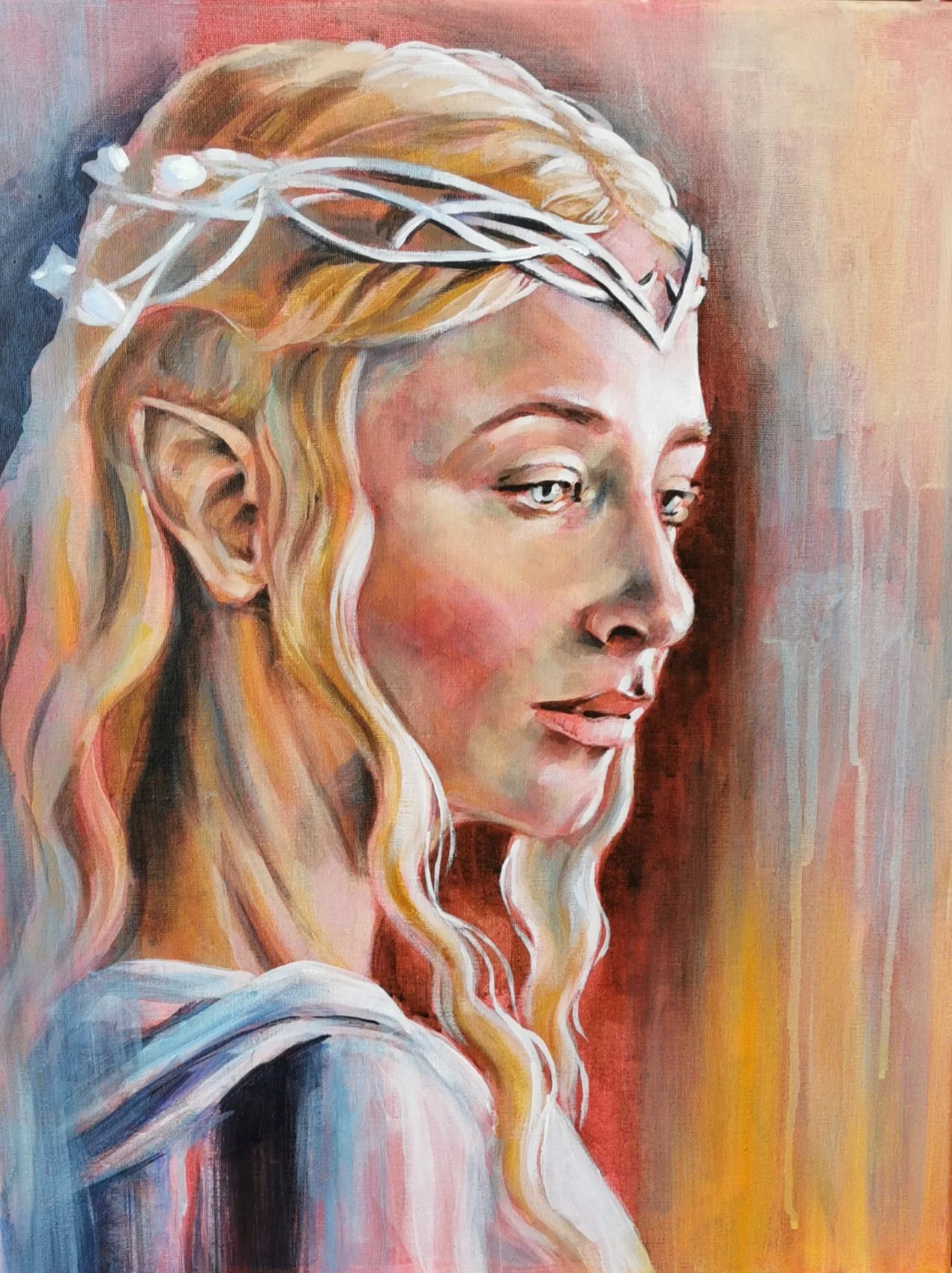 Detail aus Galadriel Acrylportrait