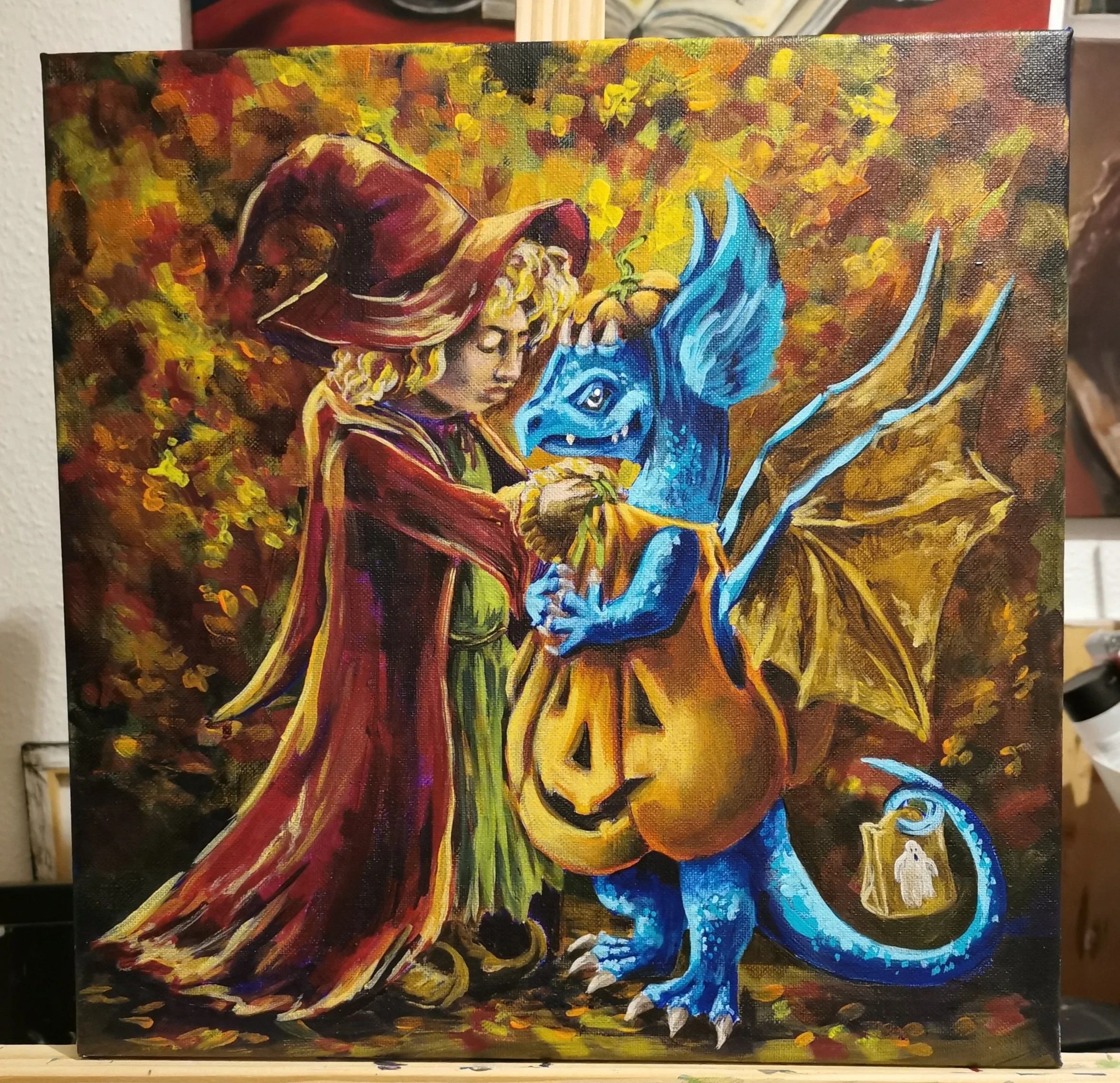 Kürbis Drache - Mädchen mit Drachenfreund 