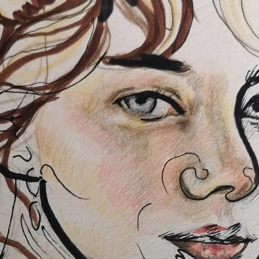 Detail aus dem Bild Junge Frau Skizze