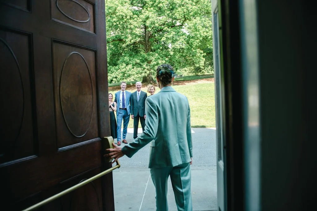 Wave Hill Gardens, Bronx New York wedding first looks with family 