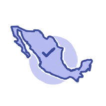 Mapa de México con una marca que indica una ubicación específica