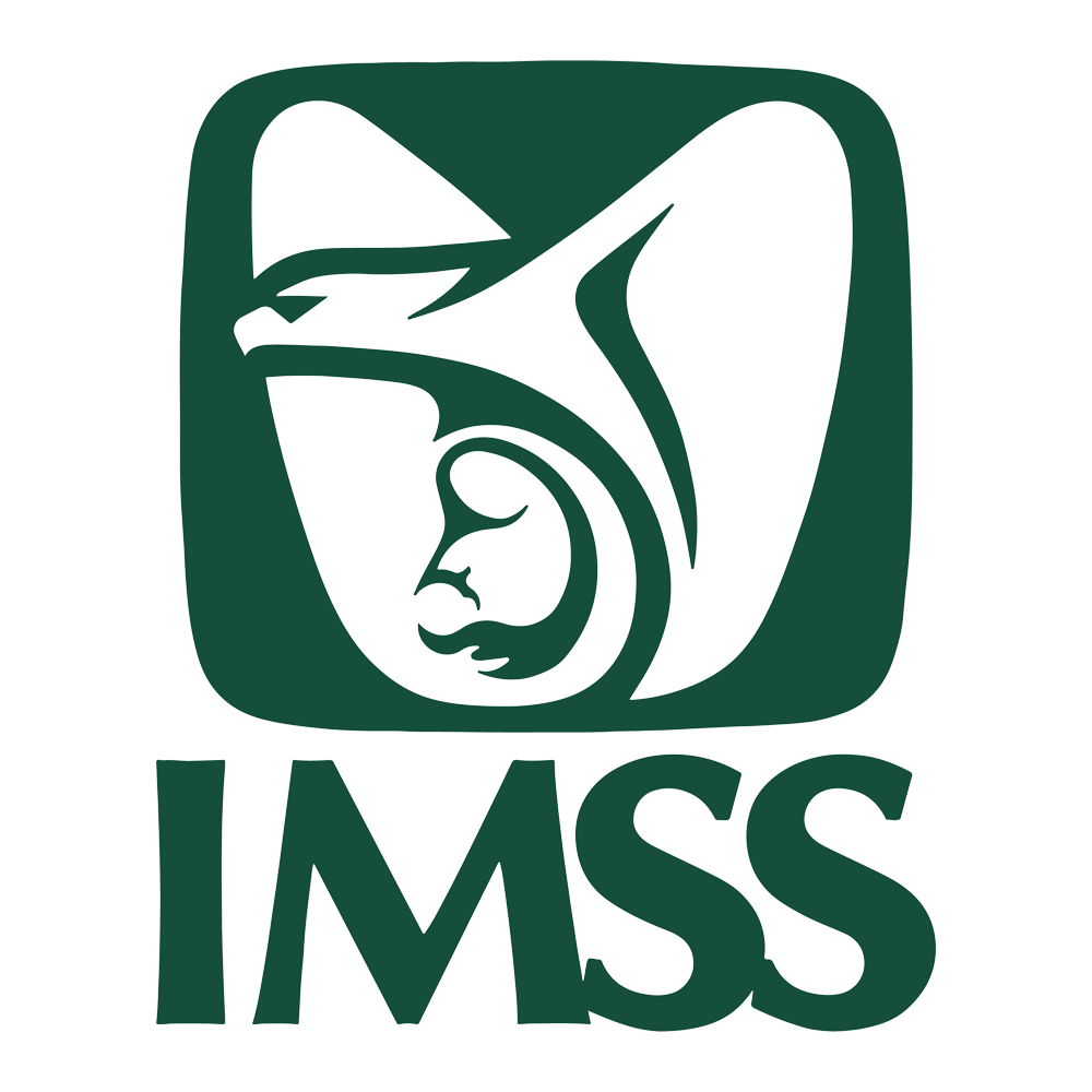 Logotipo de color verde que representa un perfil de mujer embarazada con un bebé en su vientre, acompañado del texto 'IMSS' debajo.