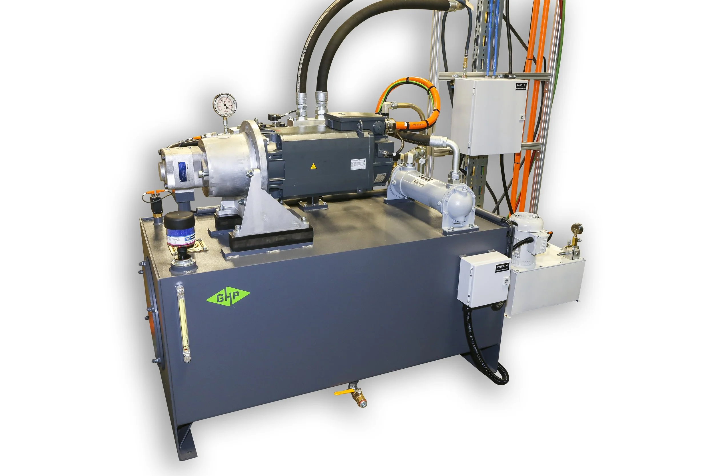 Industrial hydraulic power unit with pump and control systems