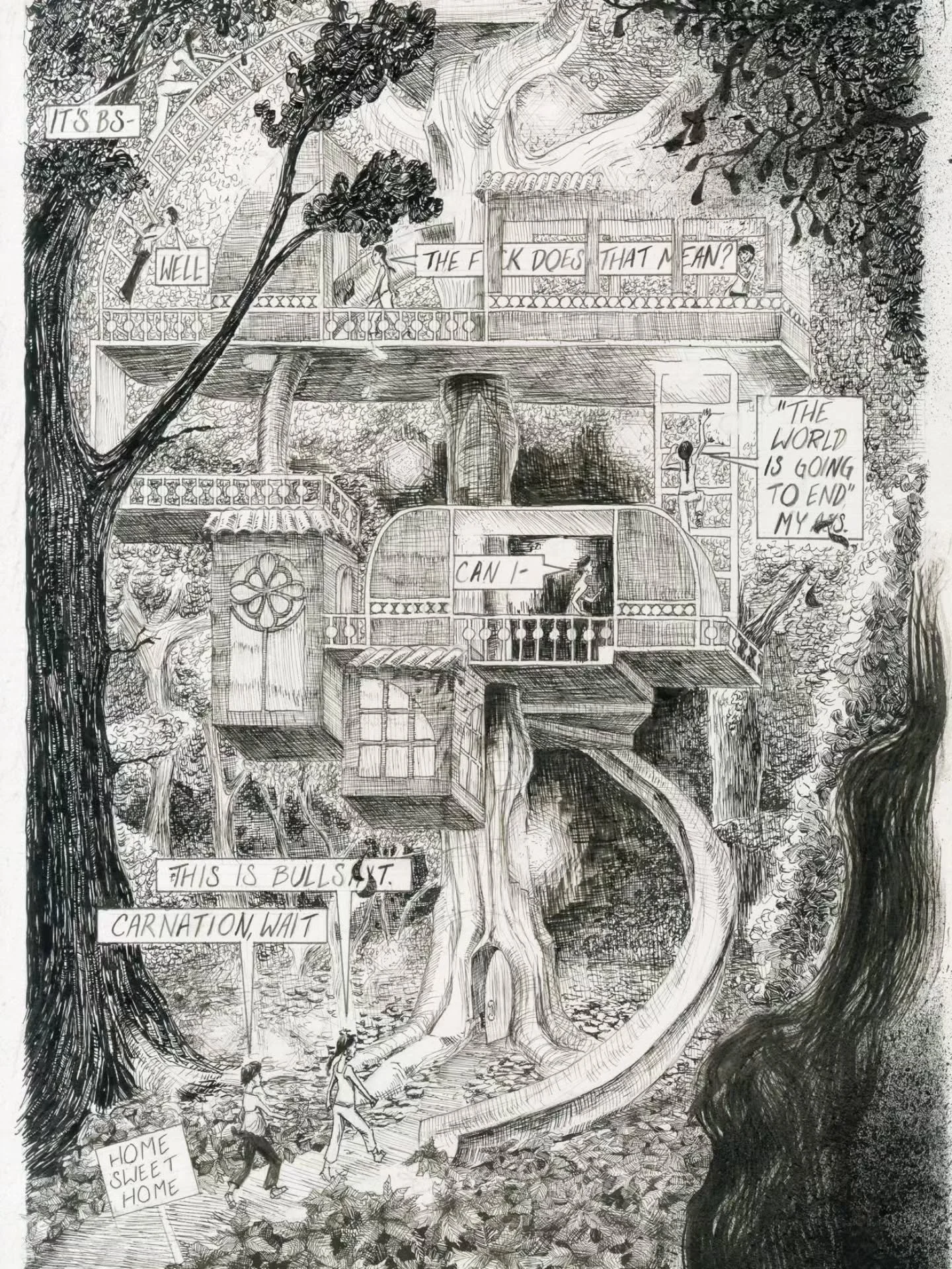 I am in 2 shows at the Salmagundi Club,both of which will have their opening reception this Thursday, May 28 from 6-8 pm! 

One of my favorite pages from my MFA thesis comic, Terra Ignota, has been juried into the Bold Strokes Exhibition in the Rockw