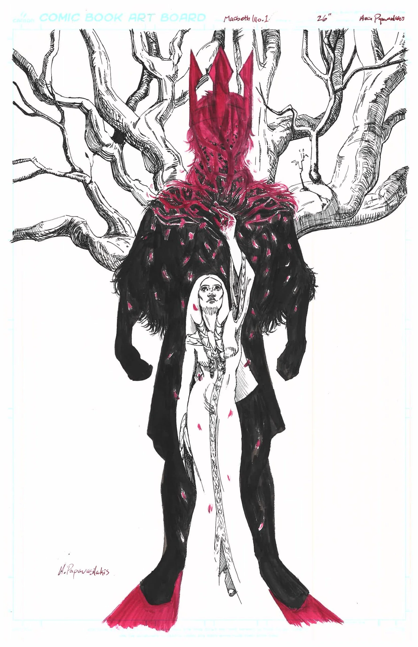 Macbeth, India and Acrylic Ink on Paper.