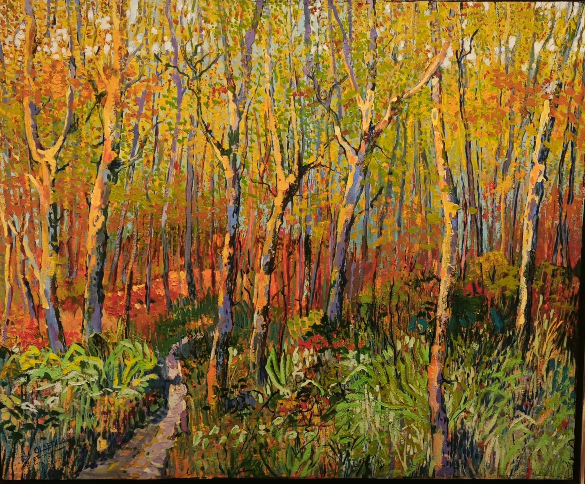 Juan Carlos Olaetxea - Luces en el bosque2 - Oleo sobre tabla, 73x60cm