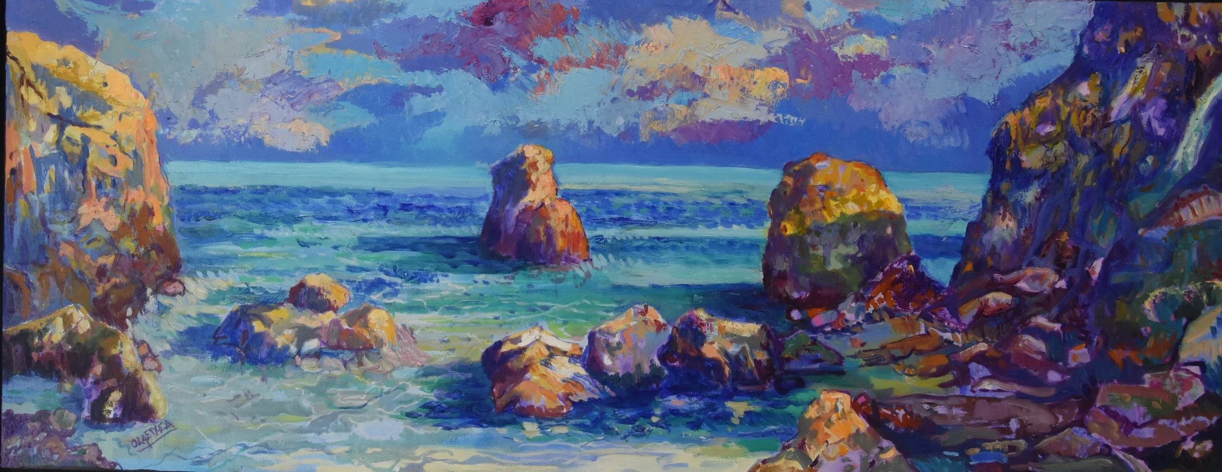 Juan Carlos Olaetxea - Las Gemelas, Oleo sobre tabla, 100x50cm