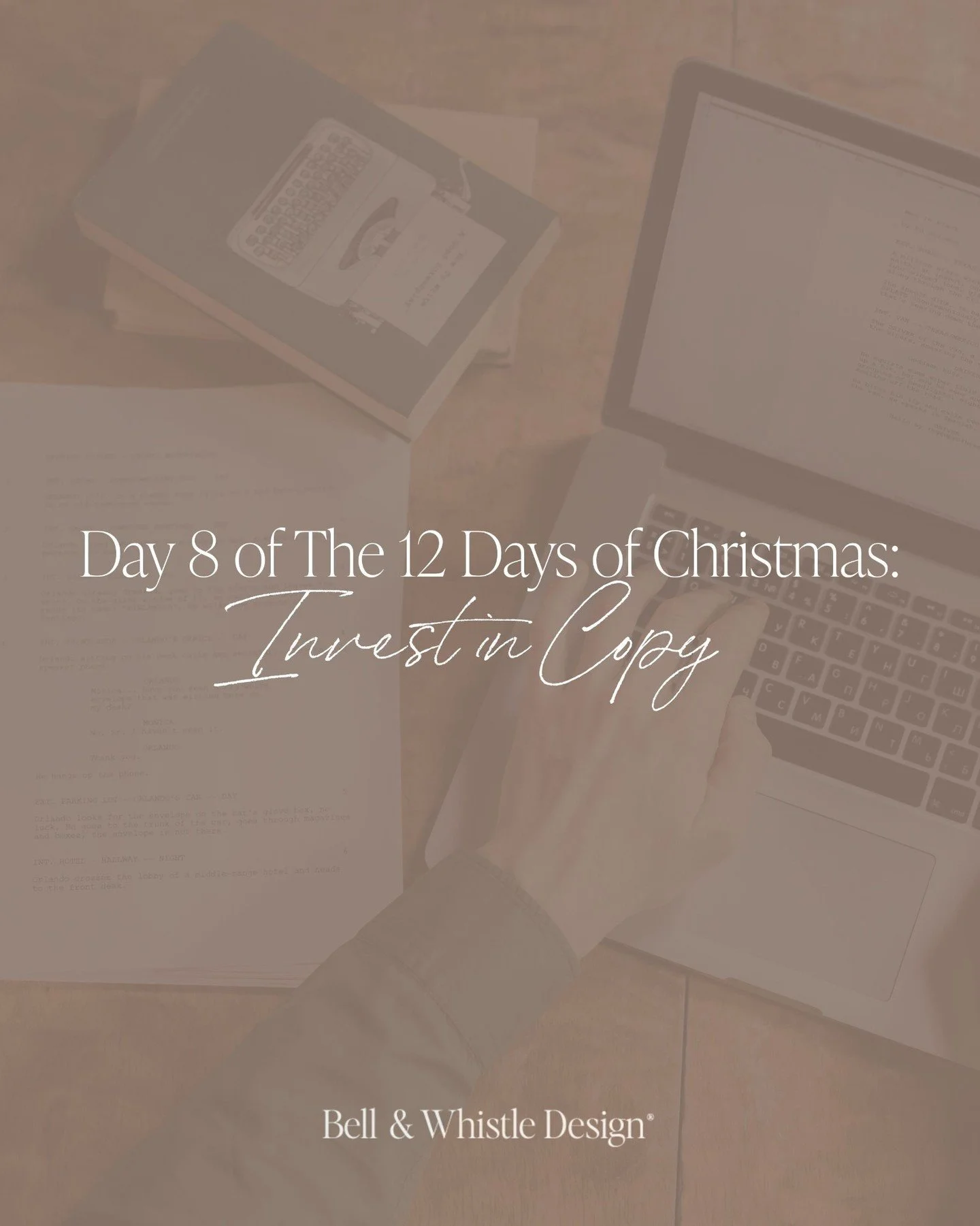 Day 8 of The 12 Days of Christmas: Invest in Copy 

Copy and design are the power duo behind every brand that actually converts.

Design gets the attention.
Copy makes the connection.

The right words can:
Turn interest into action
Turn visuals into 