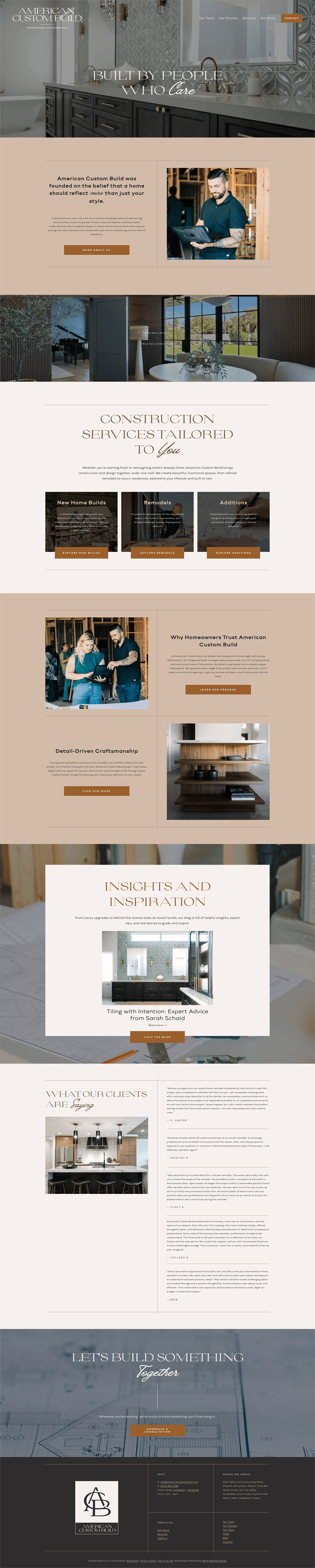 Custom website design for construction company American Custom Build.