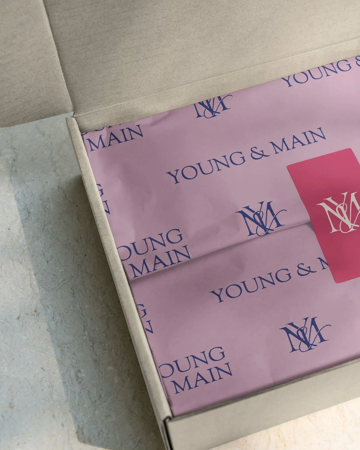 What are brand pillars visual guide showing branded tissue paper with color-coded messaging framework.