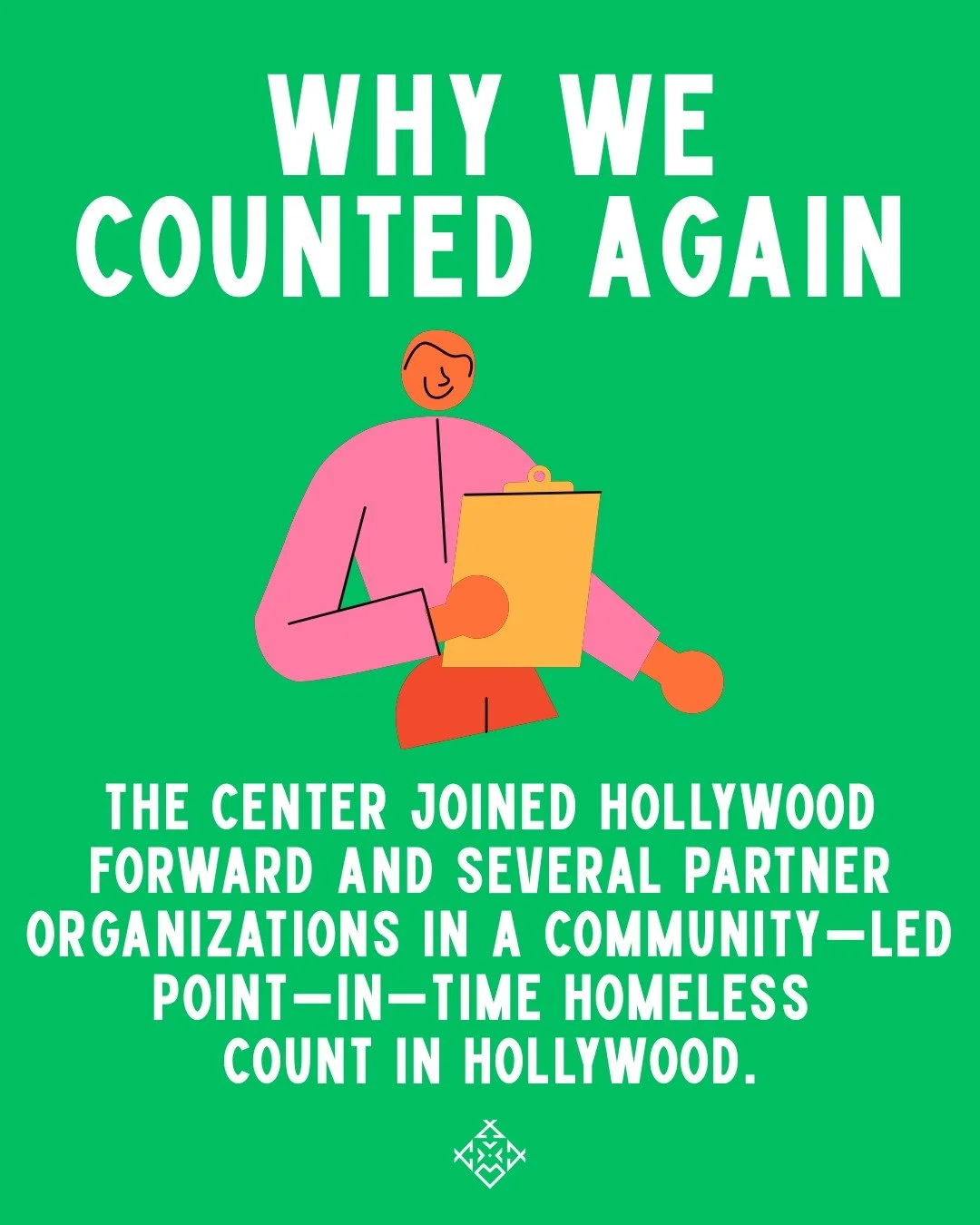 We counted again. Here's why. 

The Center joined @hollywood_4wrd and our partners for a community-led homeless count in Hollywood, because homelessness is not static, and neither are our solutions. 

Data guides better outreach, better services, and