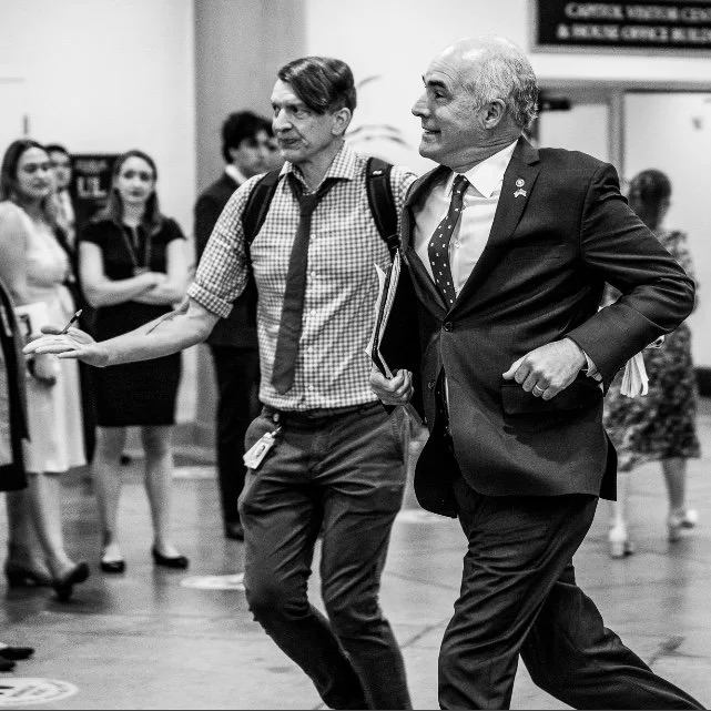 United States Senator Bob Casey and LCB Founder Matt Laslo run through the basement of the US Capitol so the senator can catch an underground tram back to his office across the street.
