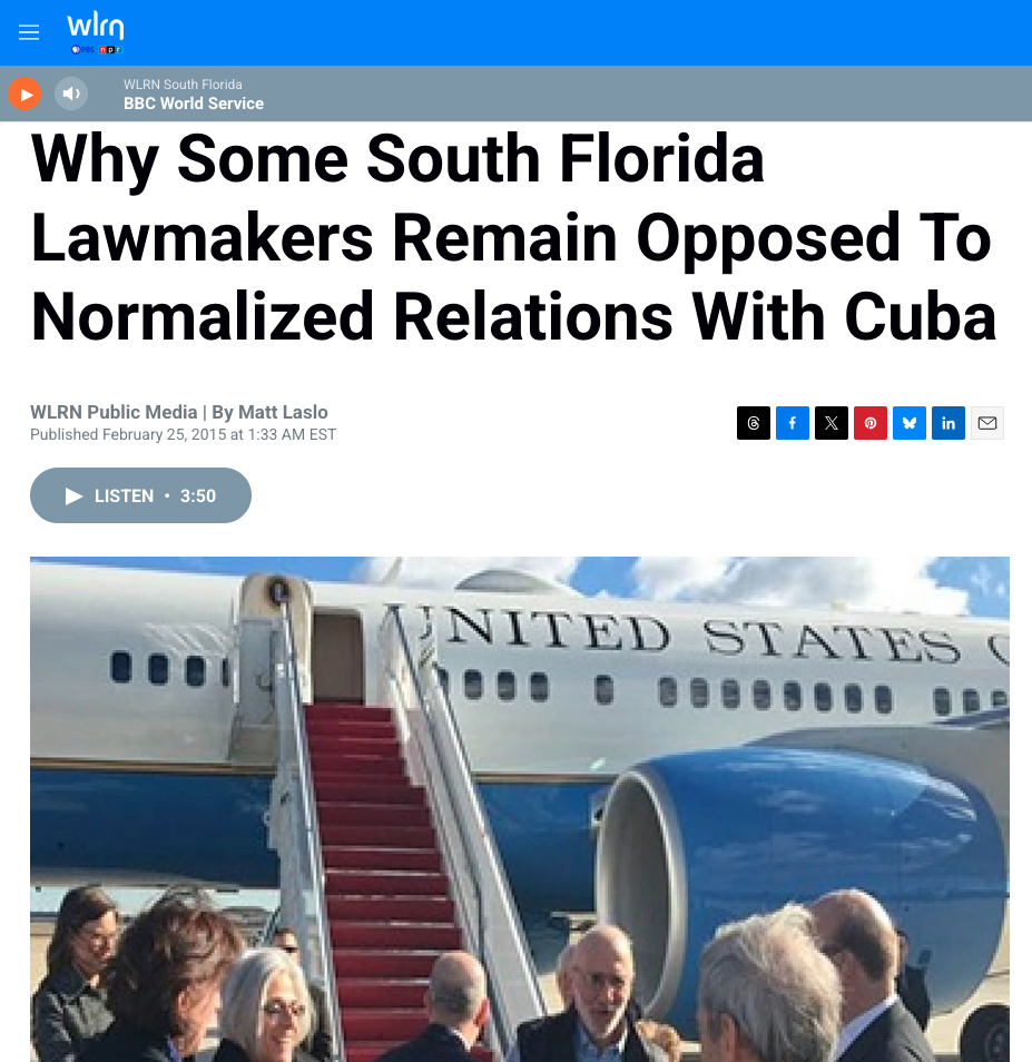 Screengrab of LCB founder Matt Laslo's Cuban coverage for WLRN, Miami's NPR station