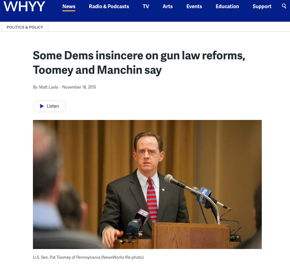 Screengrab of LCB gun control coverage by Matt Laslo for NPR member station WHYY in Philadelphia