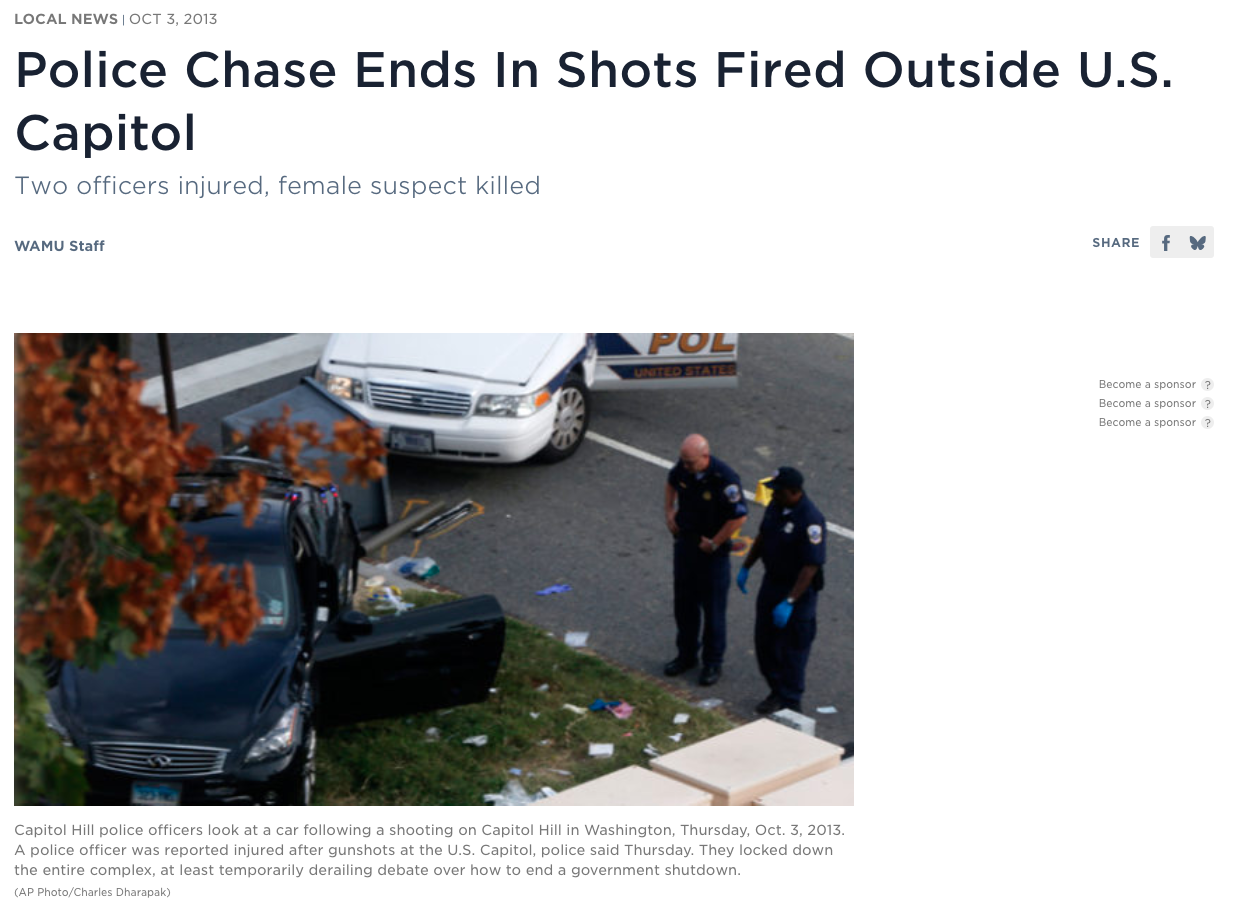 Matt Laslo and The LCB won AP breaking news award for breaking news coverage of 2013 US Capitol shooting