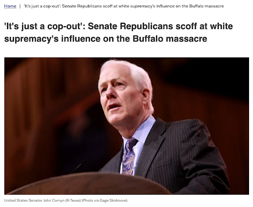 White male US Senator John Cornyn addresses crowd - Screengrab of Alternet's post of LCB's exclusive by Matt Laslo