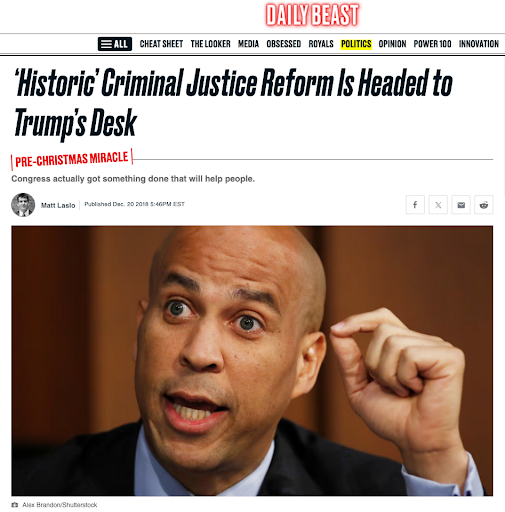 Animated Senator Booker waves hand as he speaks at Senate hearing , which accompanies The LCB's exclusive feature for