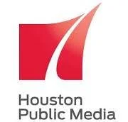 Houston Public Media logo with red and white design.