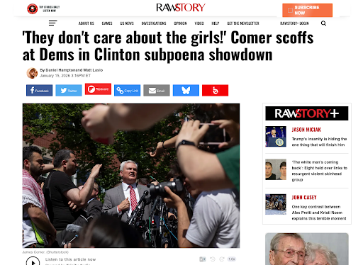 Screenshot of Raw Story post with reporting from The LCB in Washington