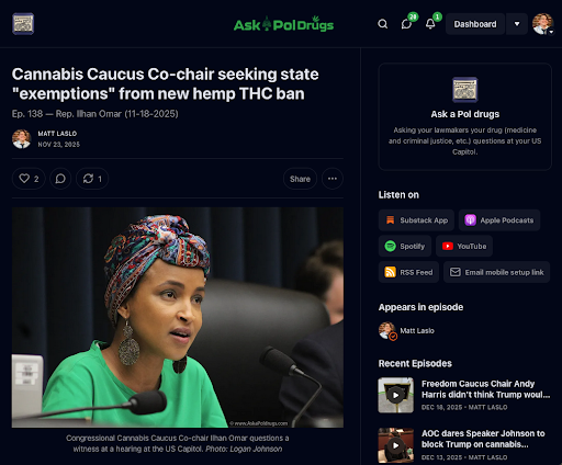 Screengrab of Matt Laslo exclusive for new media news outlet www.AskaPolDrugs.com