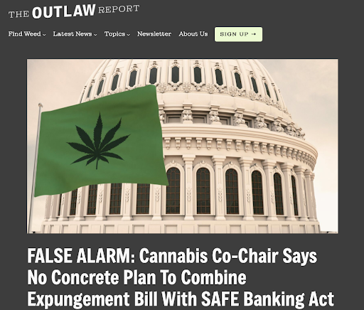 Screenshot of LCB founder Matt Laslo's marijuana reporting on expungments for Outlaw Report