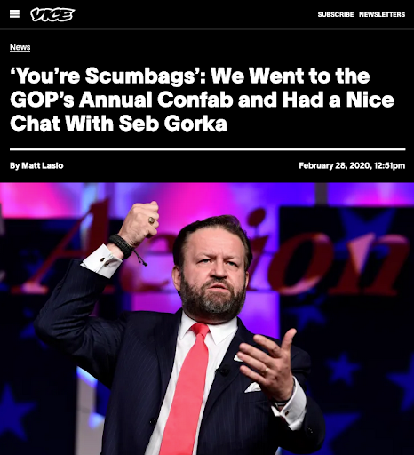 Image of angry Seb Gorka at CPAC for  VICE News by Matt Laslo of LCB