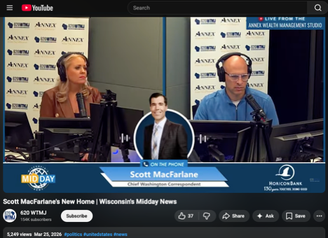 Screenshot of Scott MacFarlane's appearance on local Milwaukee radio