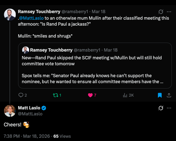 Screenshot DC Examiner's Ramsey Touchberry's tweet on X about LCB founder Matt Laslo