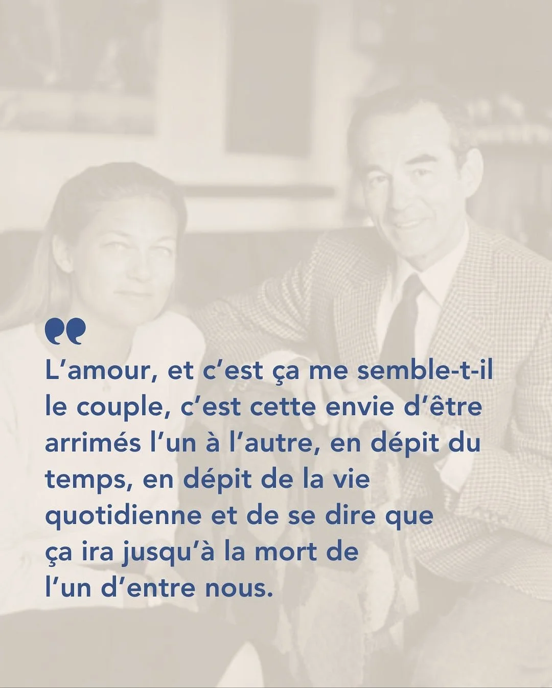 &laquo;&nbsp;L&rsquo;amour, c&rsquo;est cette envie d&rsquo;&ecirc;tre arrim&eacute;s l&rsquo;un &agrave; l&rsquo;autre, en d&eacute;pit du temps.&nbsp;&raquo;
Ces mots d&rsquo;&Eacute;lisabeth Badinter rappellent que l&rsquo;amour ne se r&eacute;sum