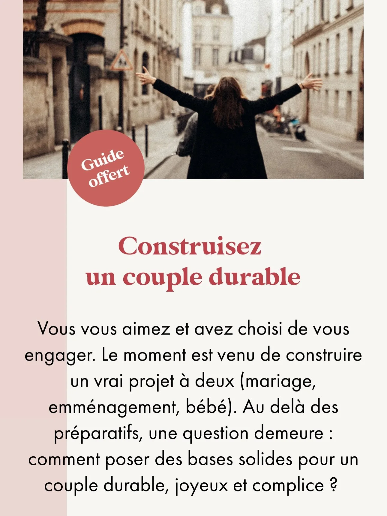 ❤️ SCOOP AMOUR TOUJOURS ❤️

Dans quelques semaines, nous lan&ccedil;ons une MASTERCLASS pour tous les amoureux qui souhaitent s&rsquo;engager sereinement, joyeusement et durablement. 

Un programme en 7 sessions pour donner du sens et de la profondeu