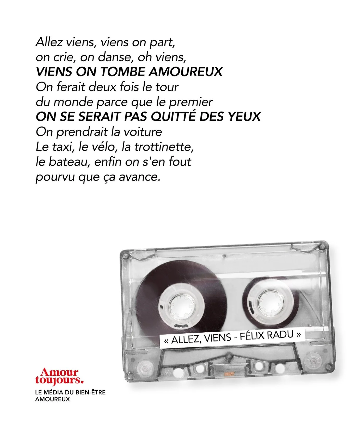 Allez viens, on s&rsquo;aime &hellip; fort, intens&eacute;ment, follement !
&Agrave; la fa&ccedil;on de @felixradu 💙