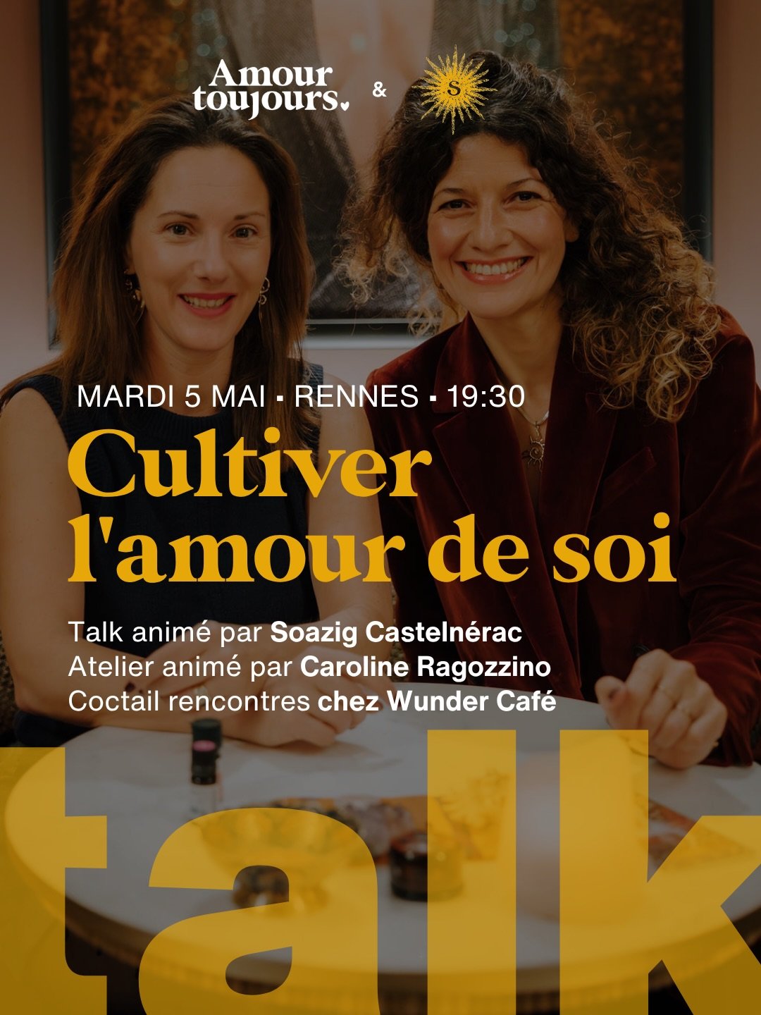 Cultiver l&rsquo;amour de soi et s&rsquo;offrir une pr&eacute;cieuse parenth&egrave;se ✨💫 

Nous vous donnons rendez-vous pour une soir&eacute;e unique :
🗓️ Mardi 5 mai
🕰️ 19h30 &ndash; 22h30
📍 Caf&eacute; Wunder &ndash; Rennes @cafewunder 

Au p