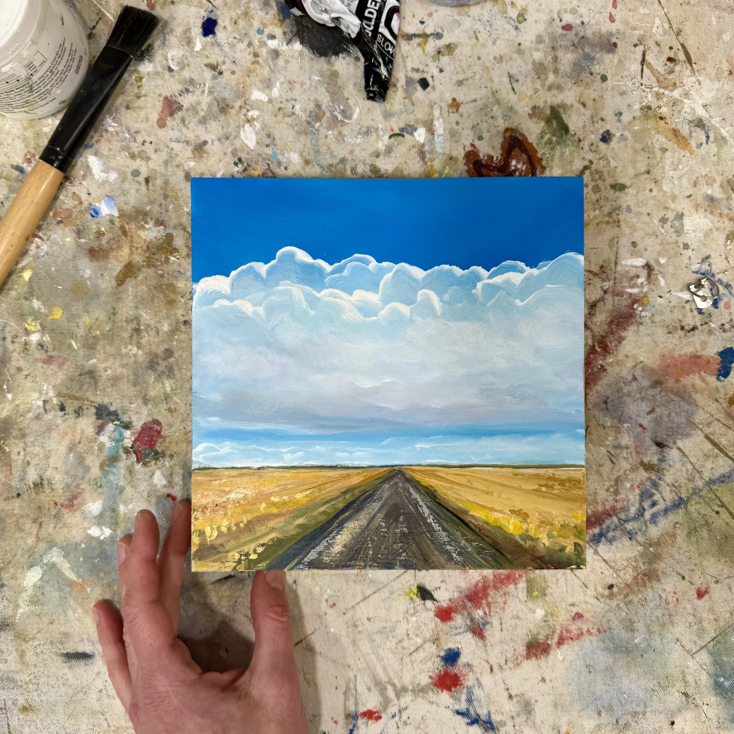 Petit Prairie 298 | Acrylic, graphite and metallic paint on cradled wood panel, 8x8 inches | $320 with A Little Art Boutique  INQUIRE 