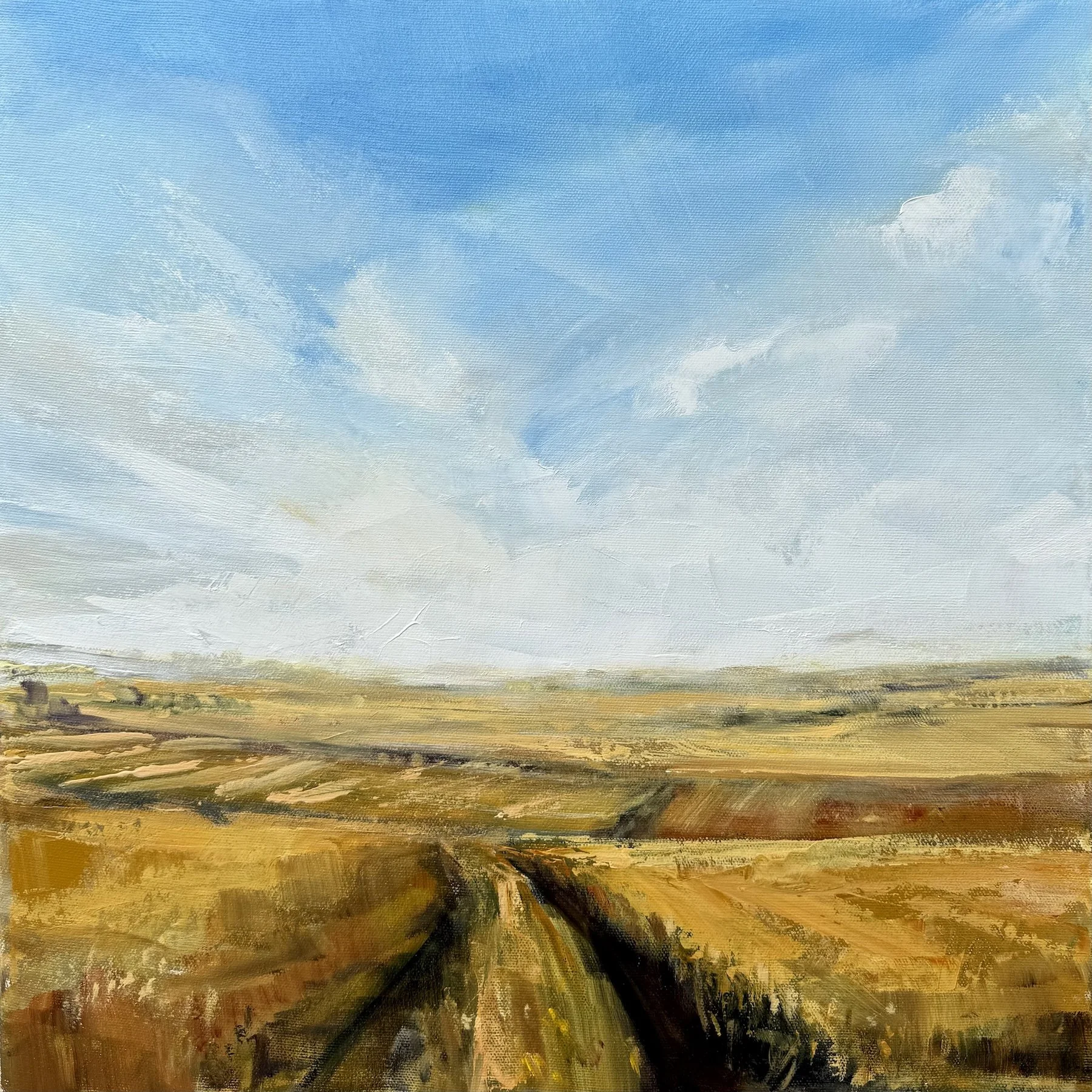 A Path Home, 16 x 16, acrylic, graphite and metallic paint on canvas