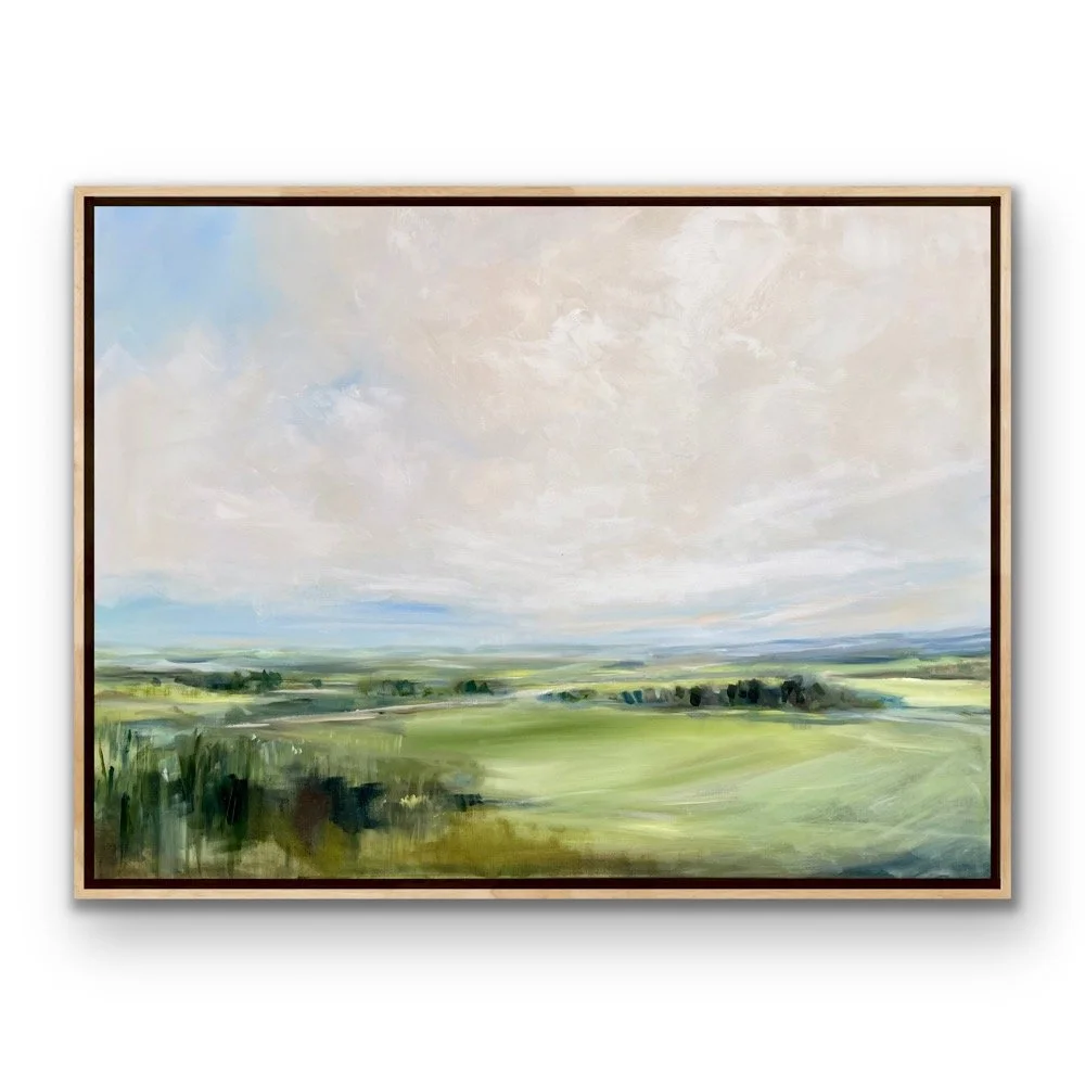 Gently Rolling | Acrylic and graphite on canvas, 30x40 inches, framed in maple | $2330 with County Creative Gallery  INQUIRE 
