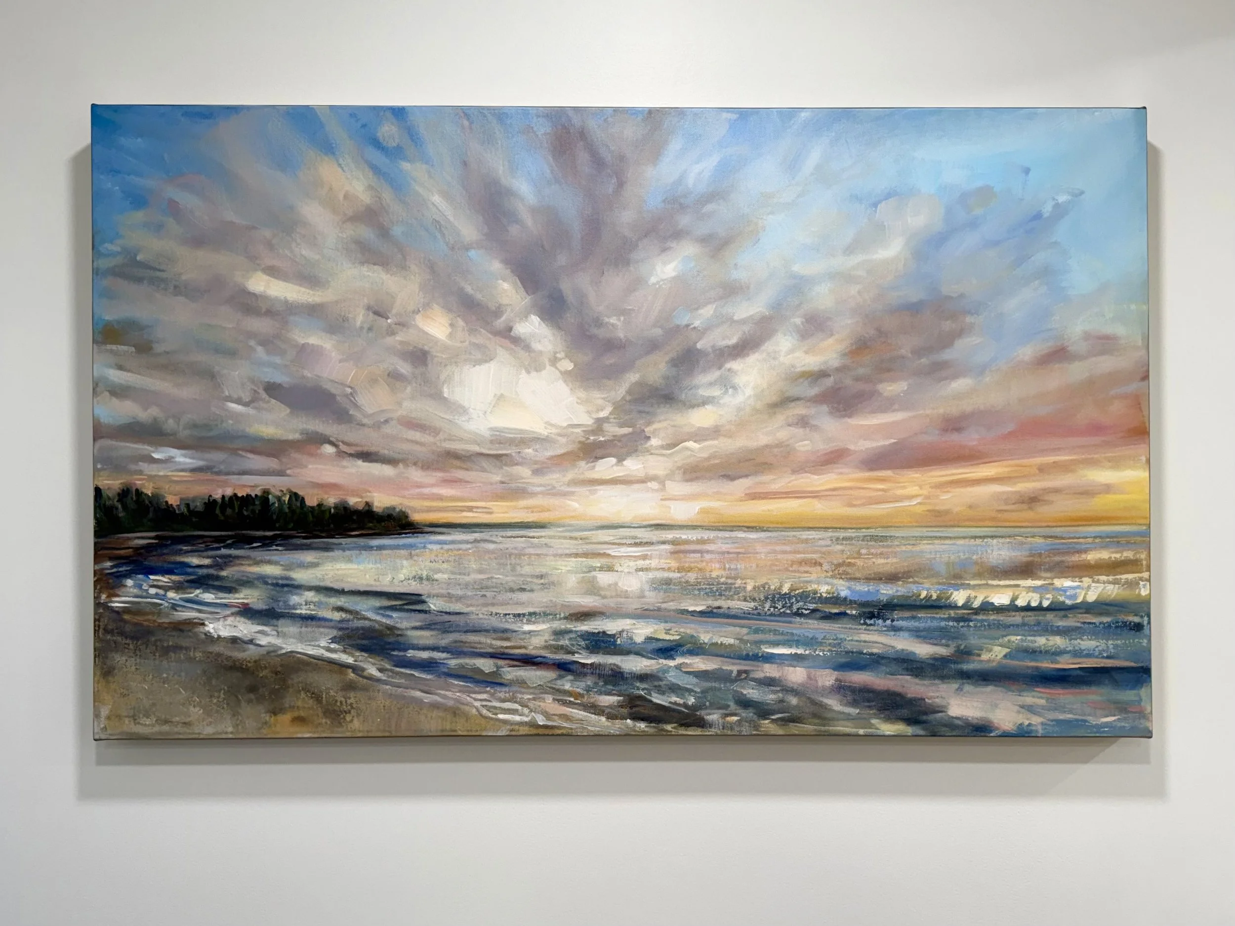 Finding Light | Acrylic, graphite and metallic paint on canvas, 20x40 inches  INQUIRE 