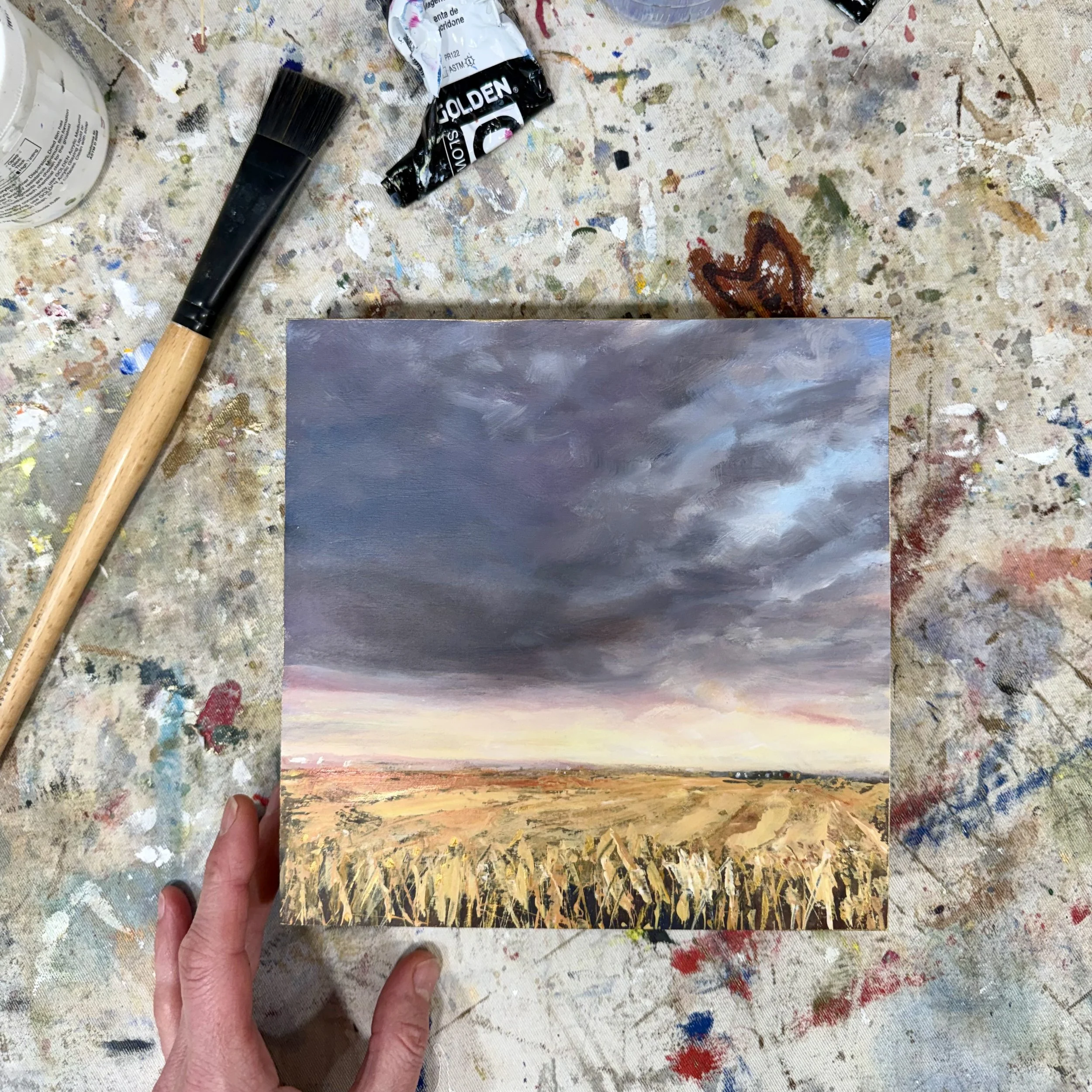 Petit Prairie 296 | Acrylic, graphite and metallic paint on cradled wood panel, 8x8 inches | $320 with A Little Art Boutique  INQUIRE 