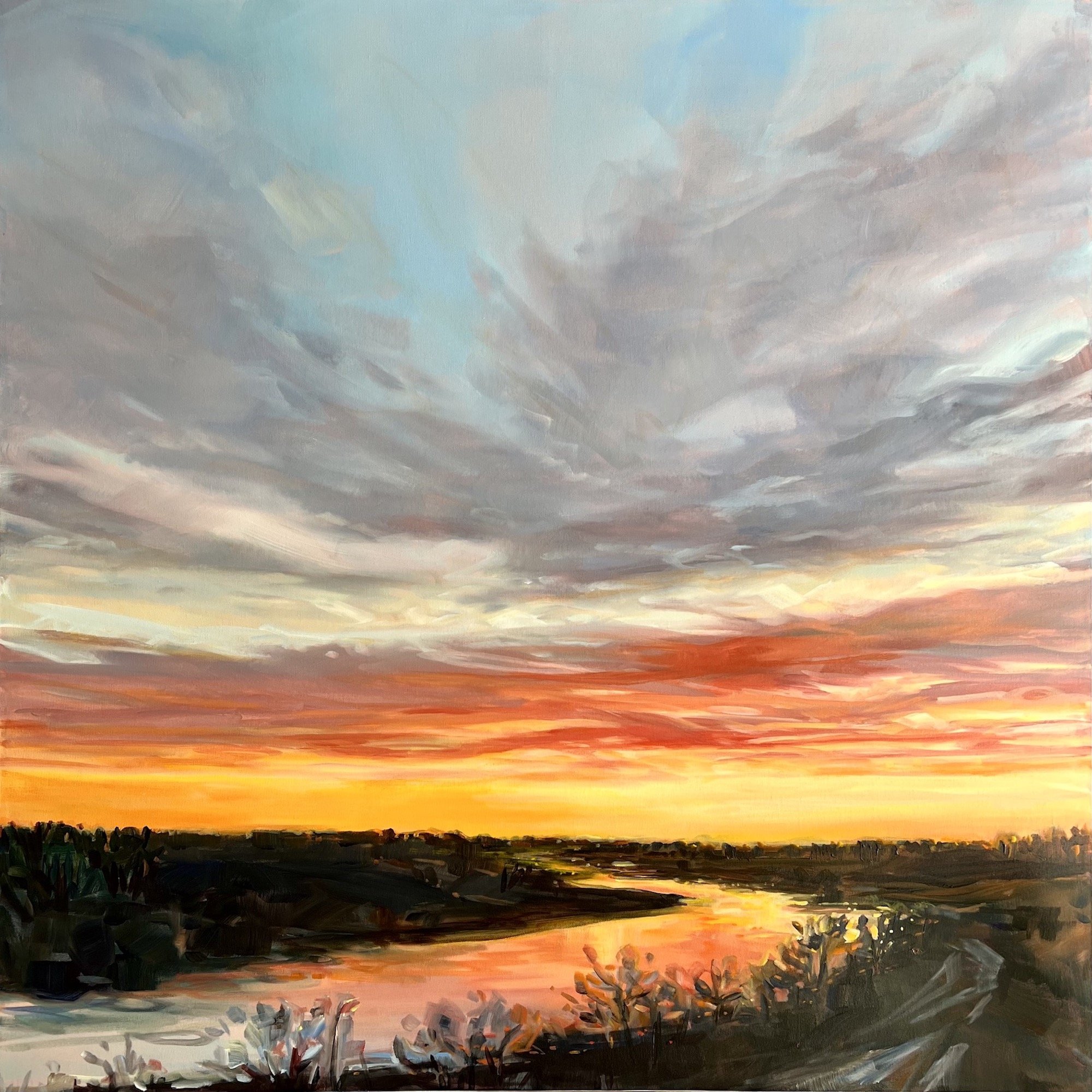 A Kiss Goodnight, 40 x 40, acrylic on canvas
