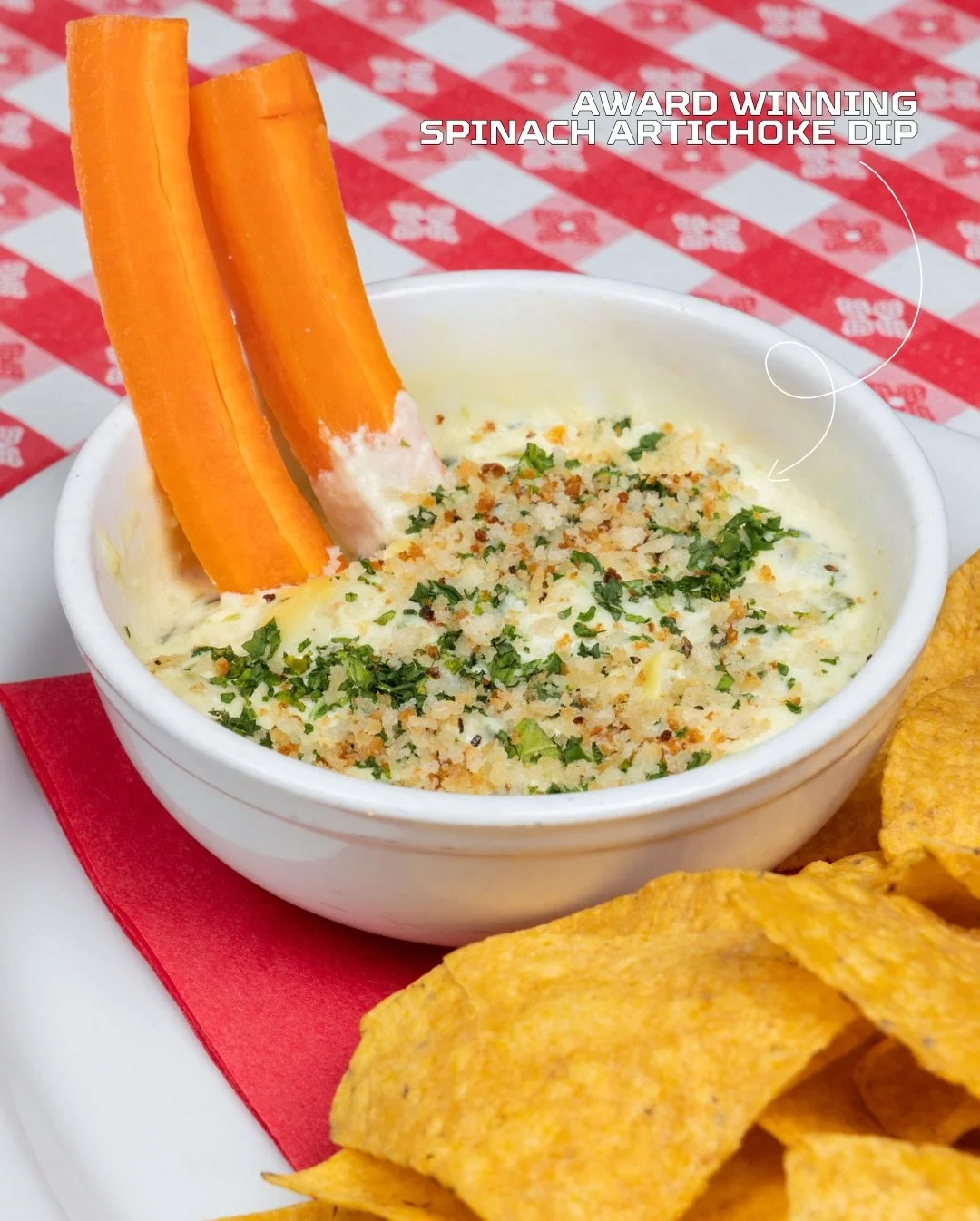 Before the deep dish&hellip; there&rsquo;s this. 👀

Award-winning Spinach Artichoke Dip.
Famous hand-rolled Mozzarella Sticks.
Jumbo Wings &amp; Fries.

Because the appetizer order sets the tone for the whole table.

Are you starting with dip, stick