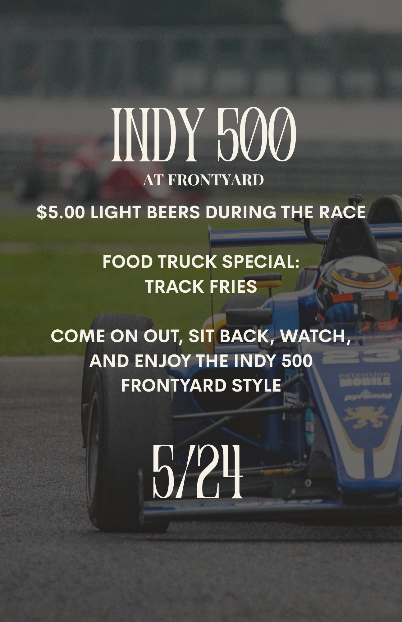 “Speed, Sound & $5 Rounds!” 🏎️🍺