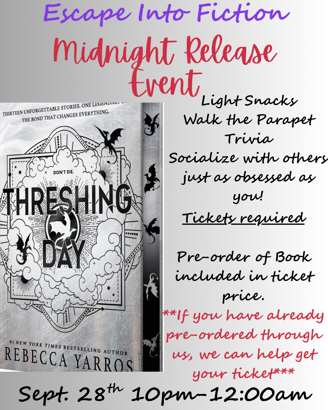 Threshing Day Midnight Release Event- Book Included 