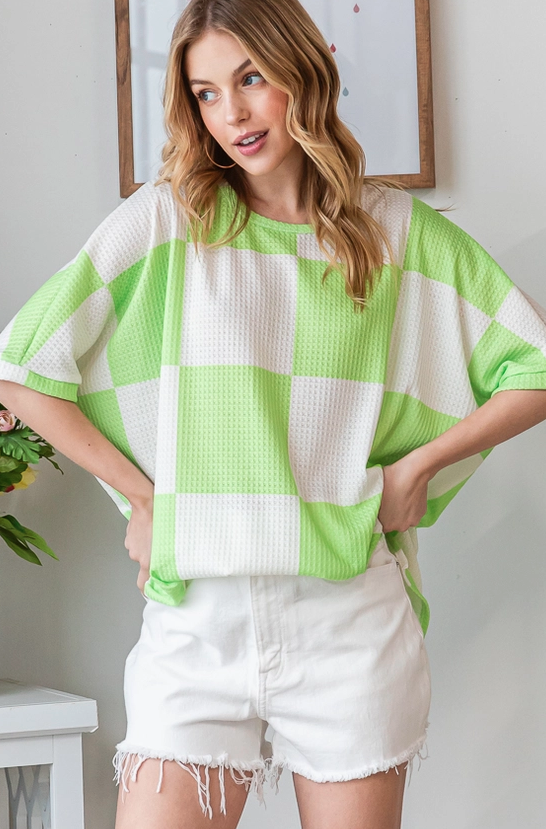 Calling Check Mate Neon Lime Top