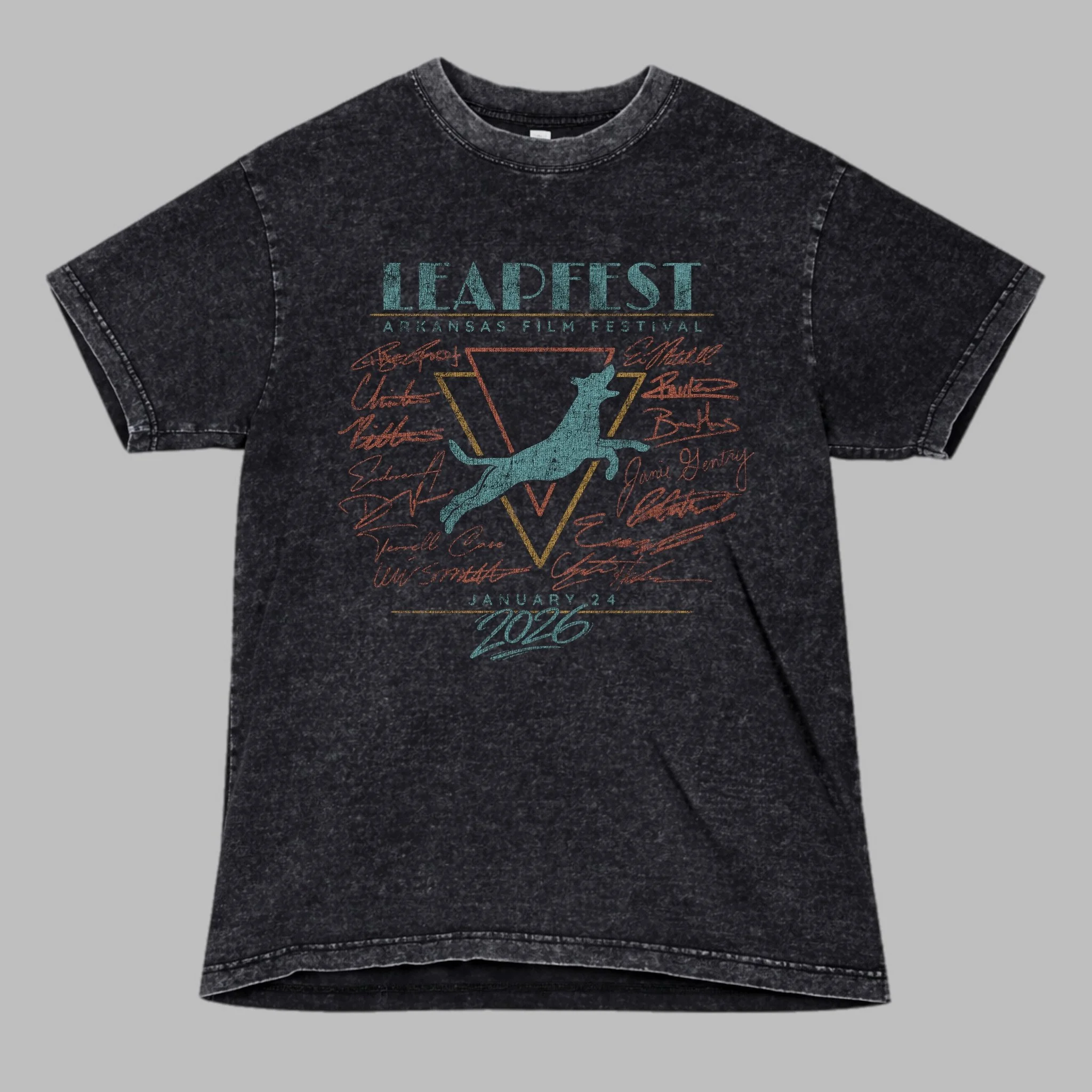 Unisex Leapfest 2026 Vintage Graphic Tee (Mineral Wash Black)