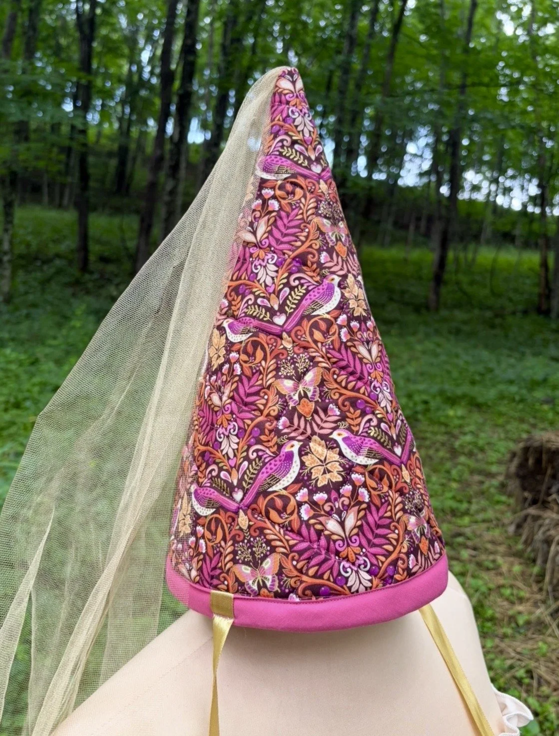 Adult Princess Hat - Pink Birdies